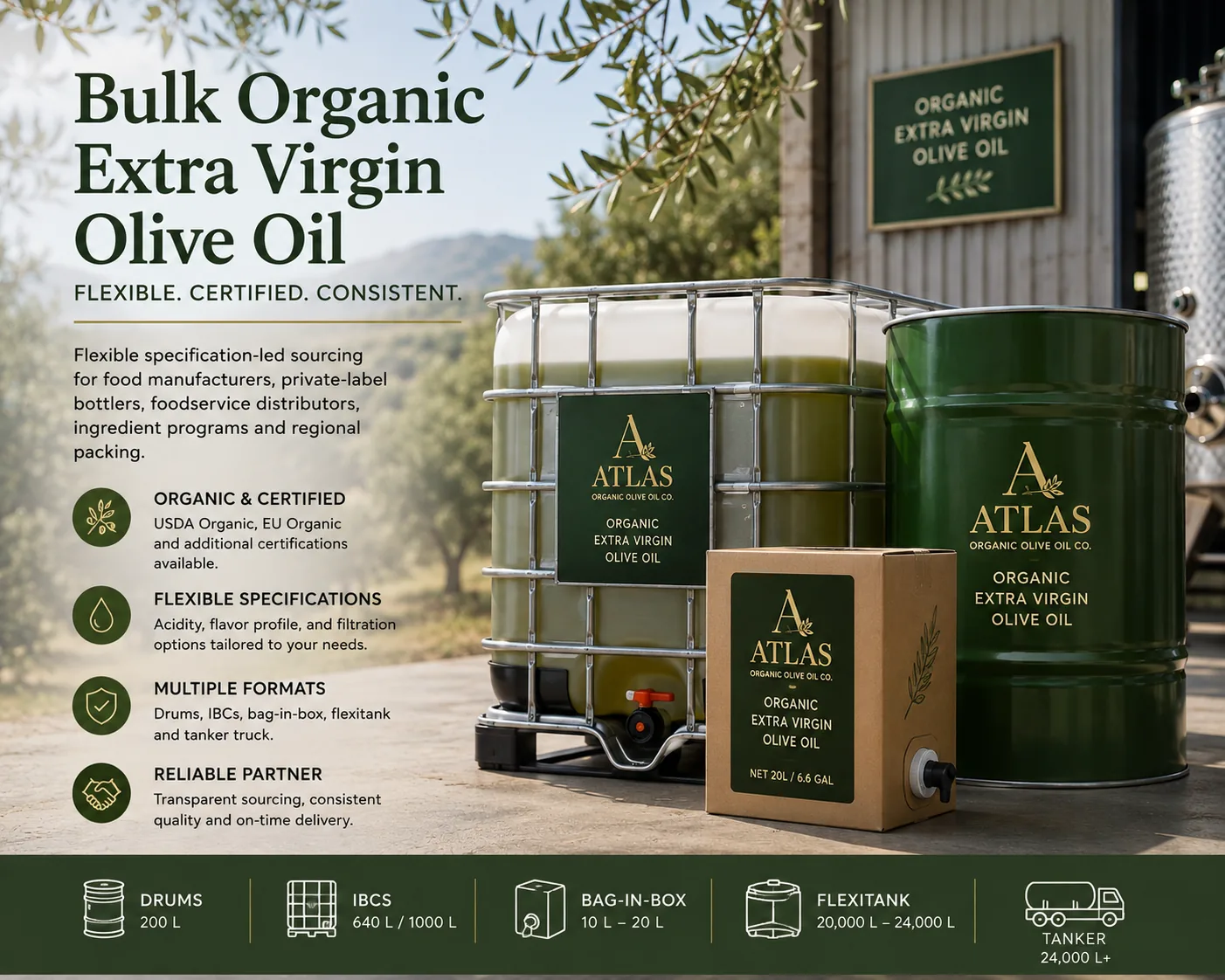 Bulk Organic Extra Virgin Olive Oil