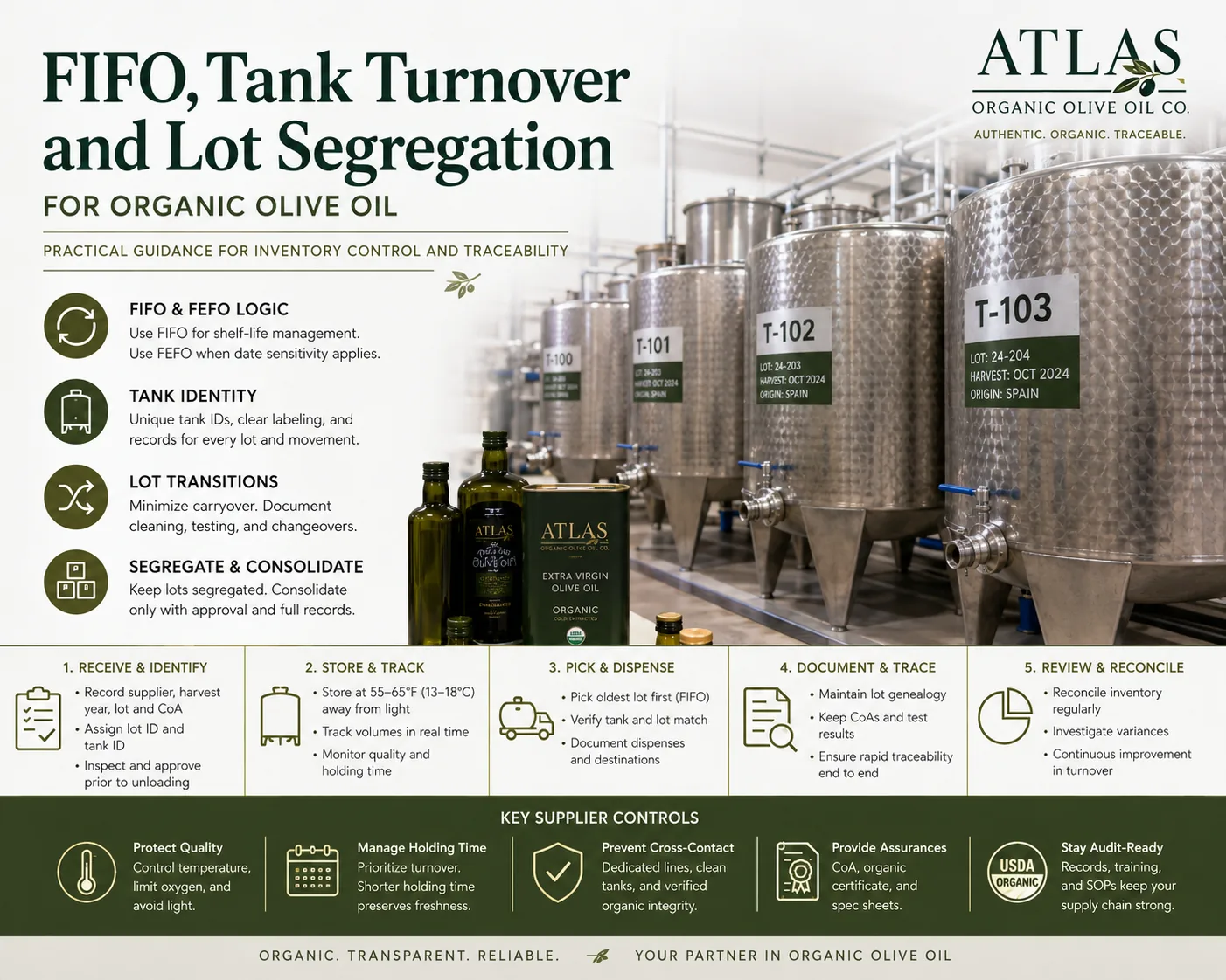FIFO, Tank Turnover and Lot Segregation for Organic Olive Oil