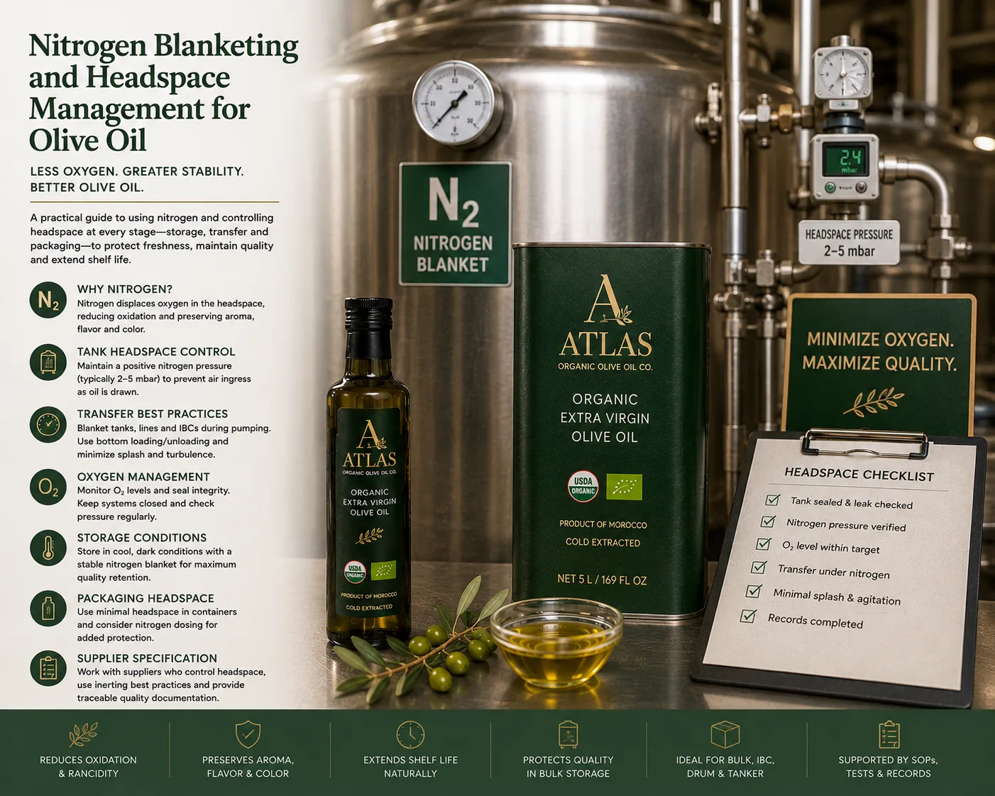 Nitrogen Blanketing and Headspace Management for Olive Oil